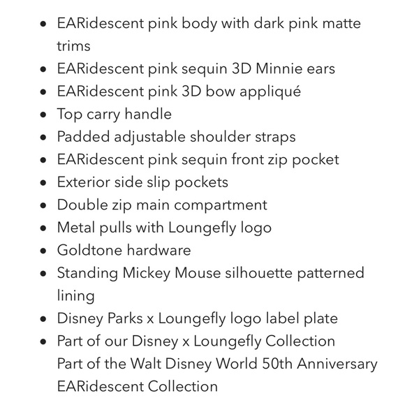 NWT Minnie Mouse EARidescent Mini Backpack by Loungefly - Picture 7 of 10